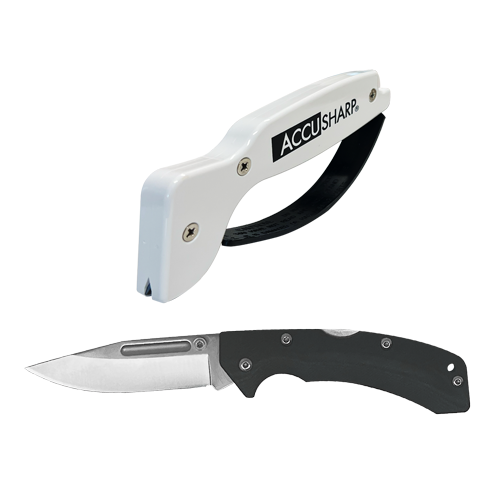 AccuSharp® Knife Sharpener & Lockback Knife Combo (717C)
