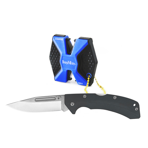 Accusharp Blue 2-Step Sharpener & Lockback Knife Combo (722C)